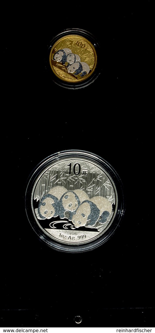 10 Und 100 Yuan, 2013, Diamant Panda Prestige Set, 1 Oz Silber Und 7,78g Gold Mit Diamantstaub, Hier Mit Der Nummer Nr.  - China