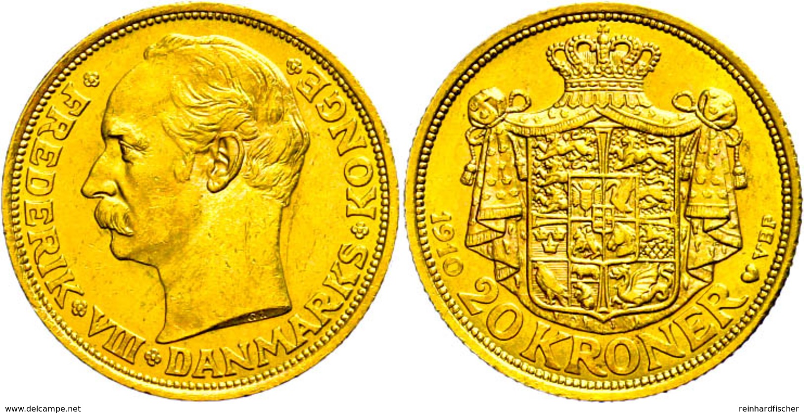 20 Kronen, Gold, 1910, Frederik VIII., Fb. 297, Vz.  Vz - Denmark