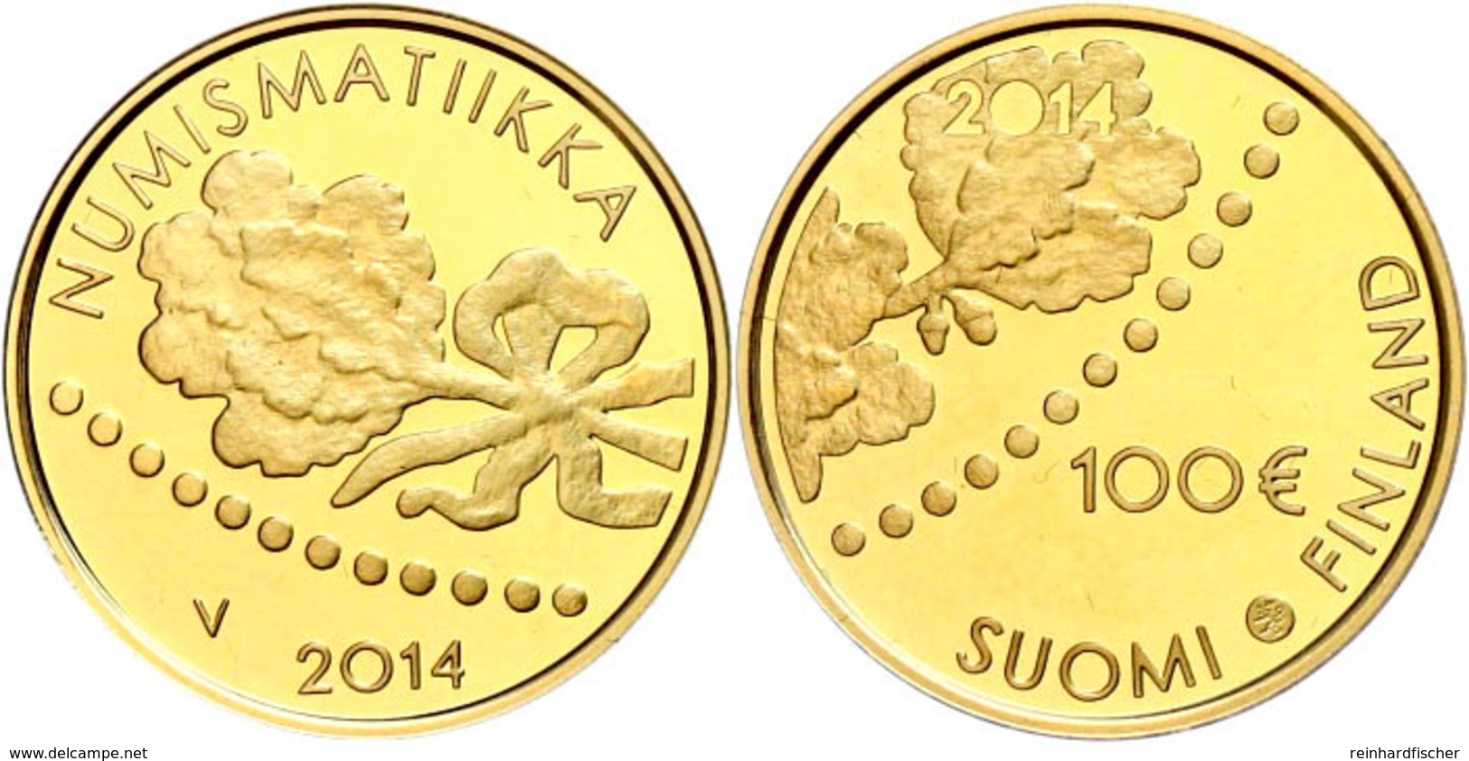 100 Euro, Gold, 2014, 150 Jahre Finnische Mark, 5,18 G Fein, In Kapsel, In Originalausgabeschatulle Der Mint Of Finland, - Finland