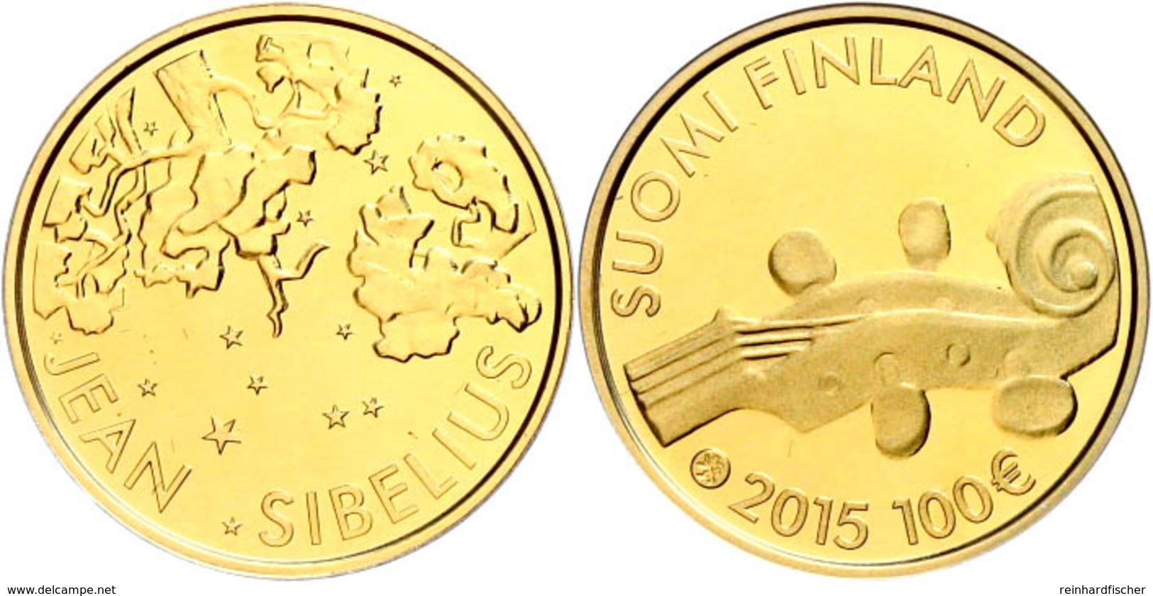 100 Euro, Gold, 2015, Jean Sibelius, 5,18 G Fein, In Kapsel, In Originalausgabeschatulle Der Mint Of Finland, Mit Zertif - Finland