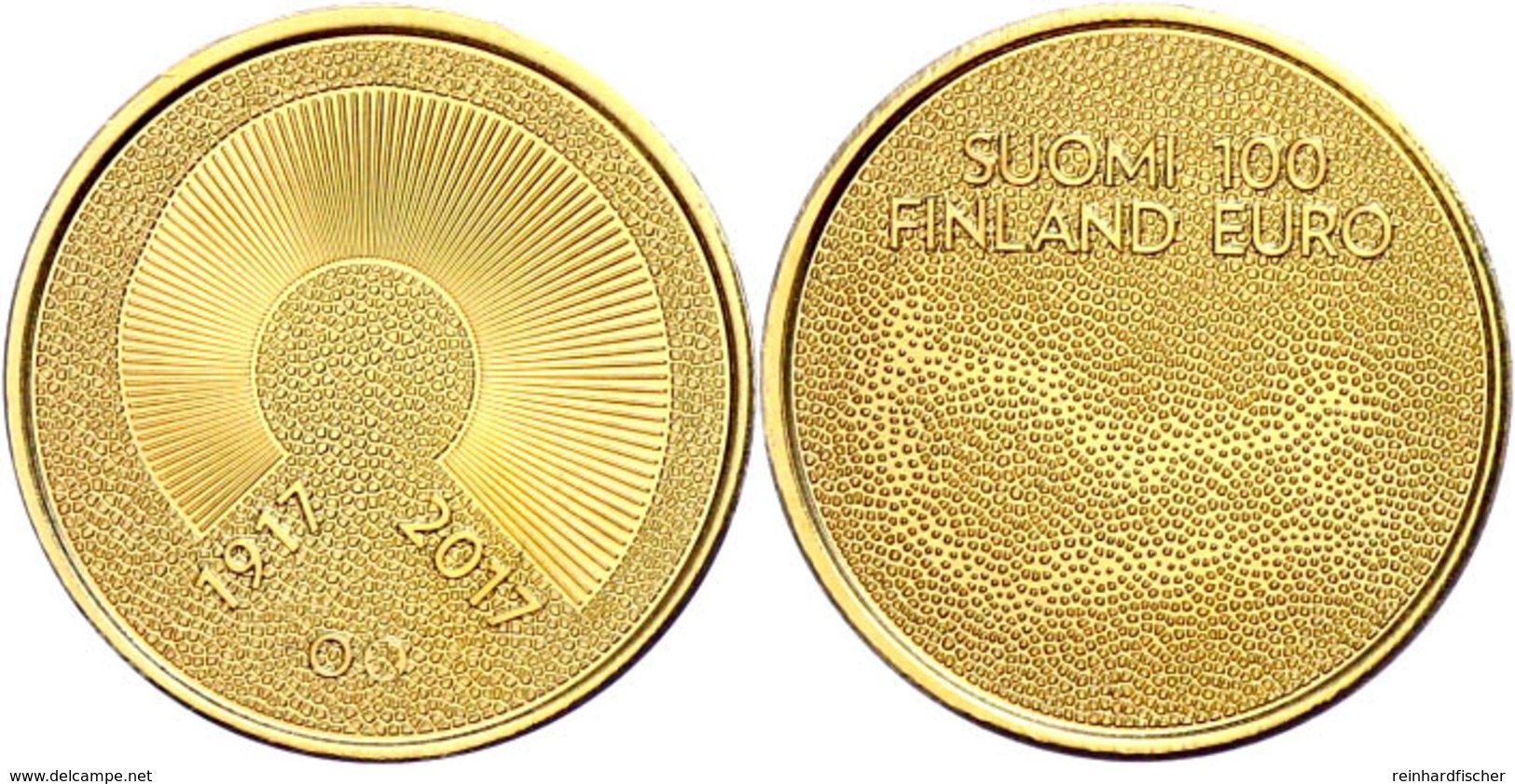 100 Euro, Gold, 2017, 100 Jahre Unabhängigkeit Des Staates Finnland, 5,18 G Fein, In Kapsel, In Originalausgabeholzform  - Finlandia