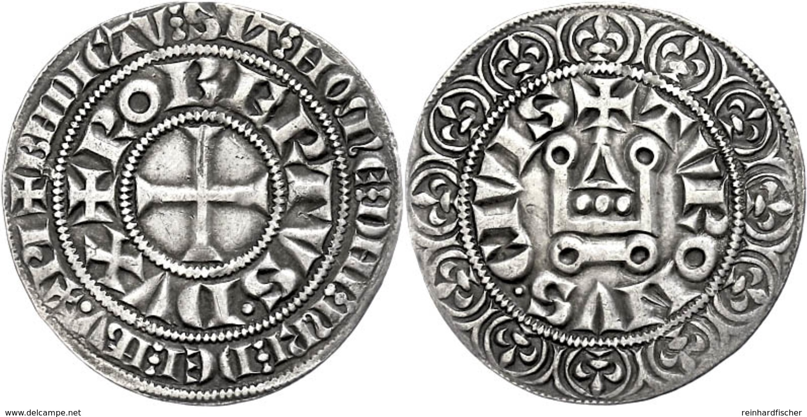 Gros Tournois (3,25g), O.J. (1354-1411), Robert. Av: Kreuz, Darum Doppelter Schriftkreis. Rev: Kastell, Darum Umschrift, - Other & Unclassified