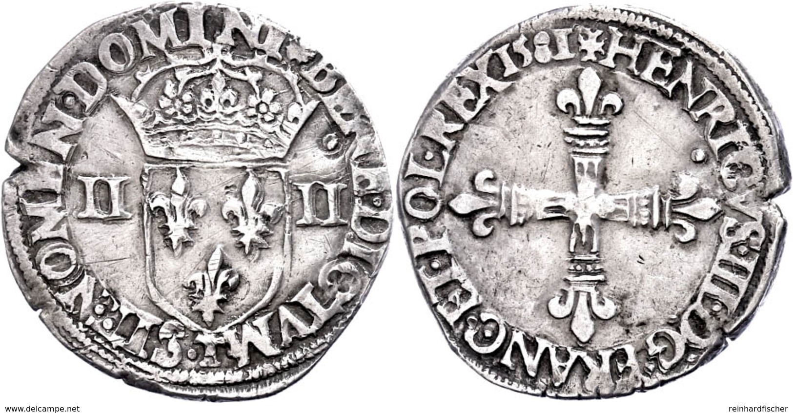 Quart D'écu Croix De Face, 1581, Henri III., Nantes, Ss.  Ss - Other & Unclassified