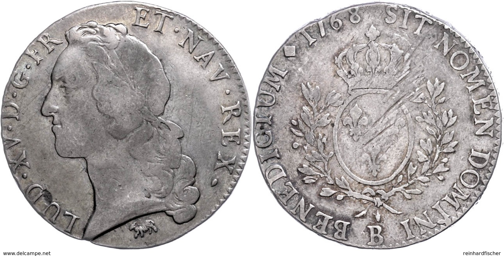 Écu Au Bandeau, 1768, Louis XV., B (Rouen), Gadoury 322 (R4), Ss.  Ss - Other & Unclassified