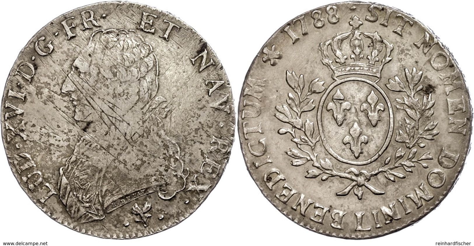 Ecu Aux Lauriers, 1788, Louis XVI., Bayonne, Gadoury 356, Justiert, Ss-vz.  Ss-vz - Other & Unclassified