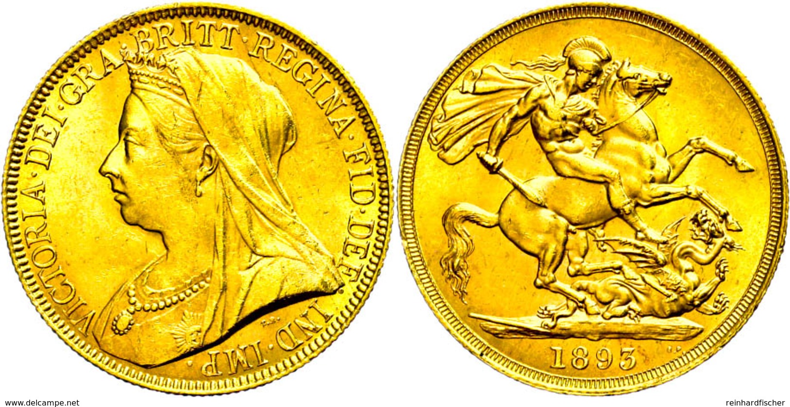 2 Pounds, Gold, 1893, Victoria, Fb. 395, Seaby 3873, Kl. Kratzer, Vz.  Vz - Altri & Non Classificati