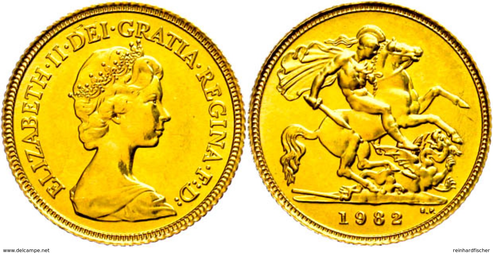 1/2 Sovereign, Gold, 1982, Elisabeth II., Fb. 421, St.  St - Altri & Non Classificati