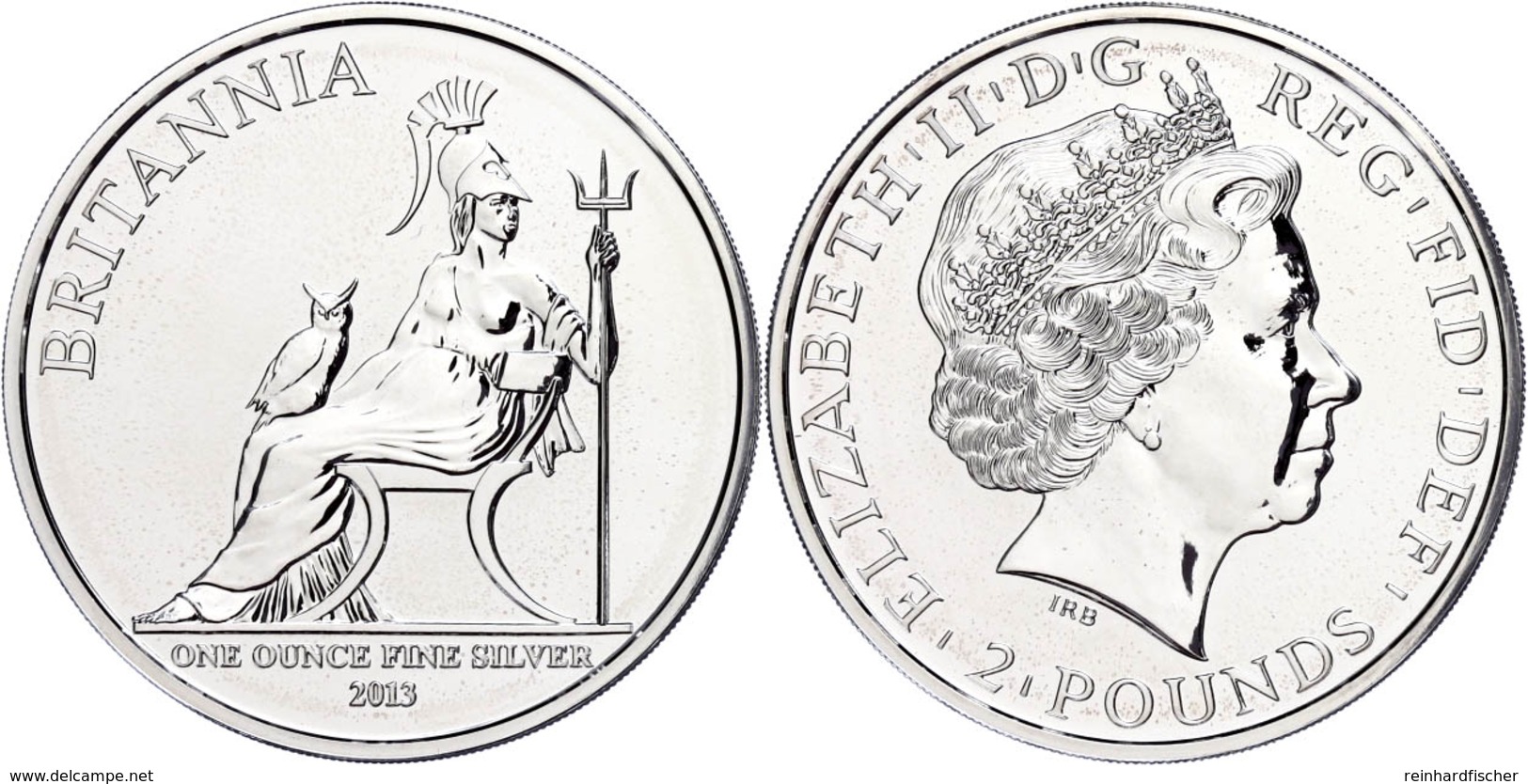 2 Pounds, 2013, Britannia, 1 Unze Silber, Etui Mit OVP Und Zertifikat, St. Auflage Nur 10.000 Stück.  St - Other & Unclassified