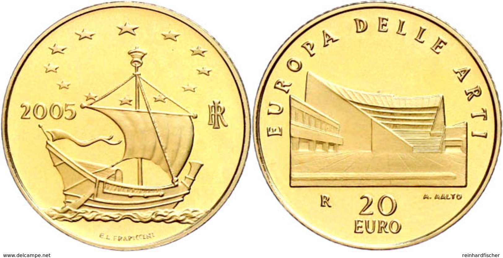 20 Euro, Gold, 2005, Europäische Kunst-3. Ausgabe, 5,8 G Fein, Fb. 1548, In Kapsel, In Ausgabeschatulle Des Ministero De - Altri & Non Classificati