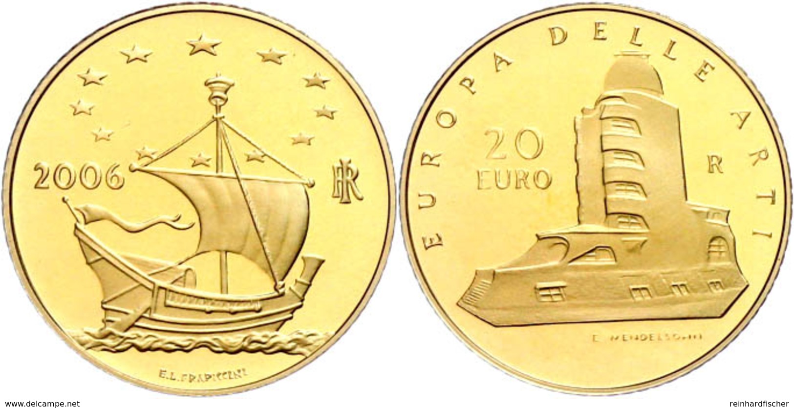 20 Euro, Gold, 2006, Europäische Kunst-4. Ausgabe, 5,8 G Fein, Fb. 1555, In Kapsel, In Ausgabeschatulle Des Ministero De - Altri & Non Classificati