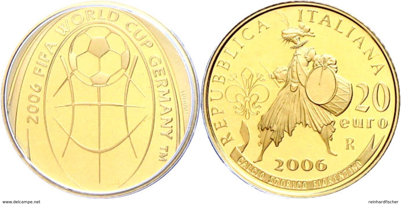 20 Euro, Gold, 2006, XVIII. Fußball-Weltmeisterschaft 2006 In Deutschland, 5,8 G Fein, Fb. 1556, In Kapsel, In Ausgabesc - Other & Unclassified