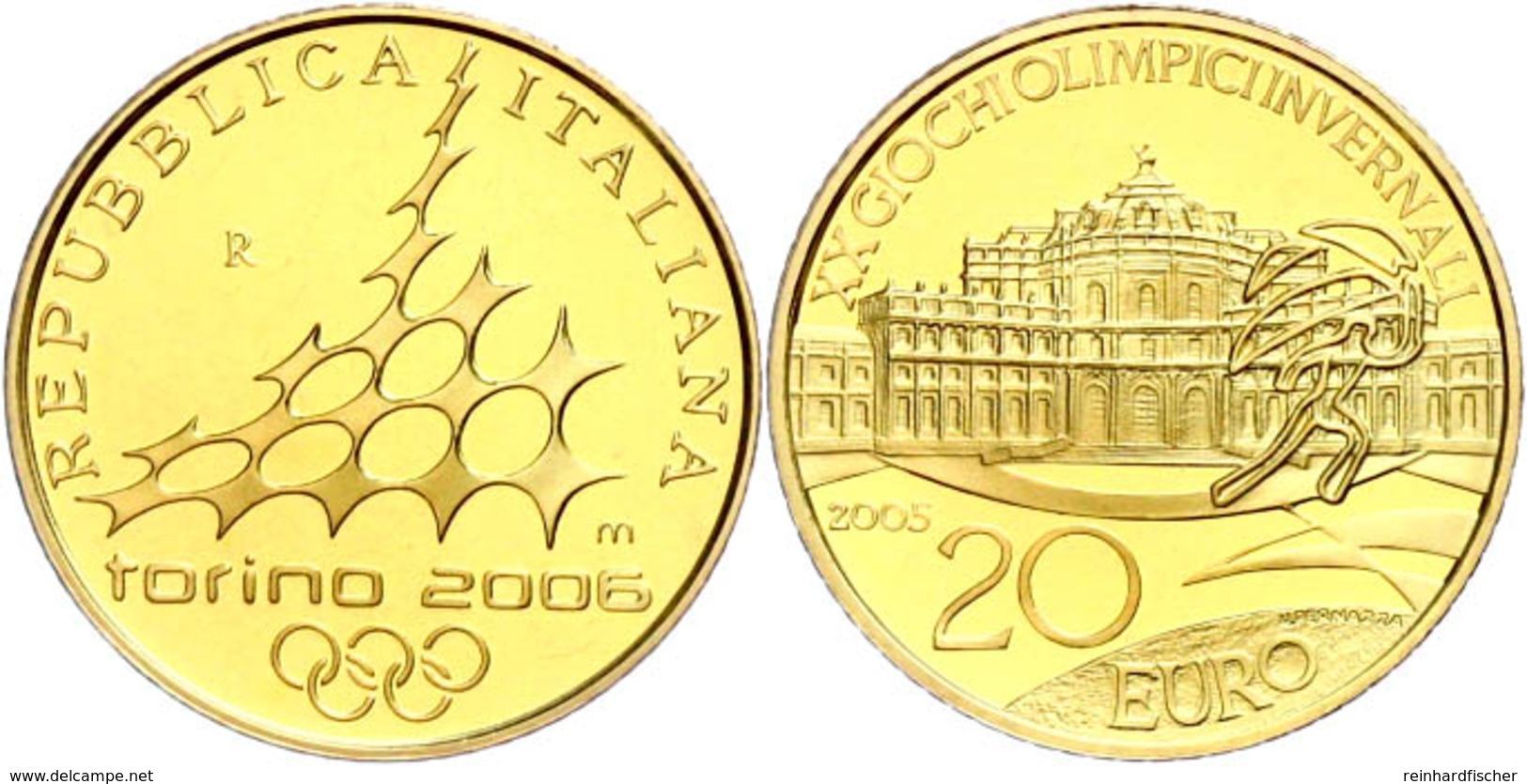 20 Euro, Gold, 2006, XX. Olympische Winterspiele 2006 In Turin-1. Ausgabe-Palazzina Di Caccia Di Stupinigi, 5,8 G Fein,  - Other & Unclassified