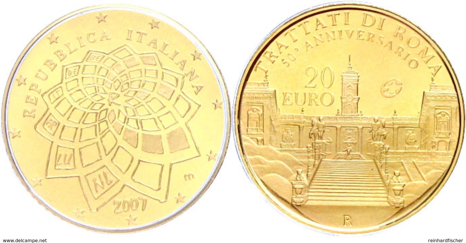 20 Euro, Gold, 2007, 50 Jahre Römische Verträge Zur Gründung Der Europäischen Gemeinschaft-2. Ausgabe, 5,8 G Fein, Fb. 1 - Other & Unclassified