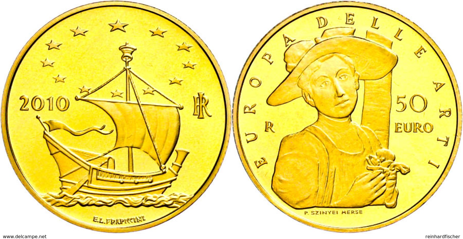 50 Euro, Gold, 2010, Europäische Kunst-8. Ausgabe, 14,51 G Fein, KM 336, In Kapsel, In Ausgabeschatulle Des Ministero De - Other & Unclassified