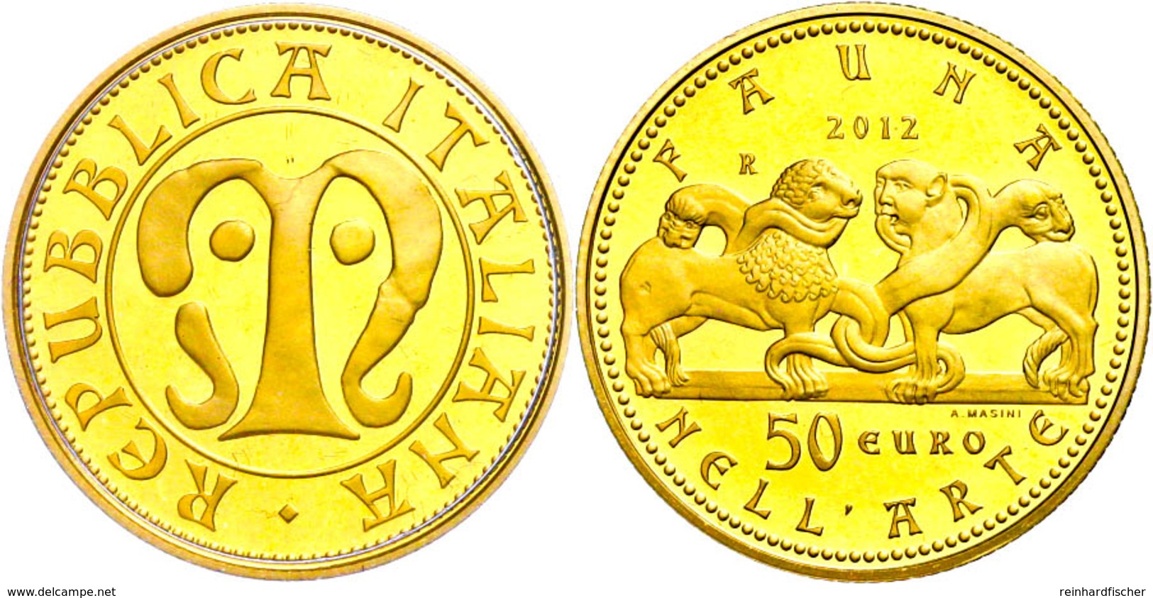 50 Euro, Gold, 2012, Fauna In Der Italienischen Kunst-2. Ausgabe-Mittelalter, 14,51 G Fein, KM 351, In Kapsel, In Ausgab - Altri & Non Classificati