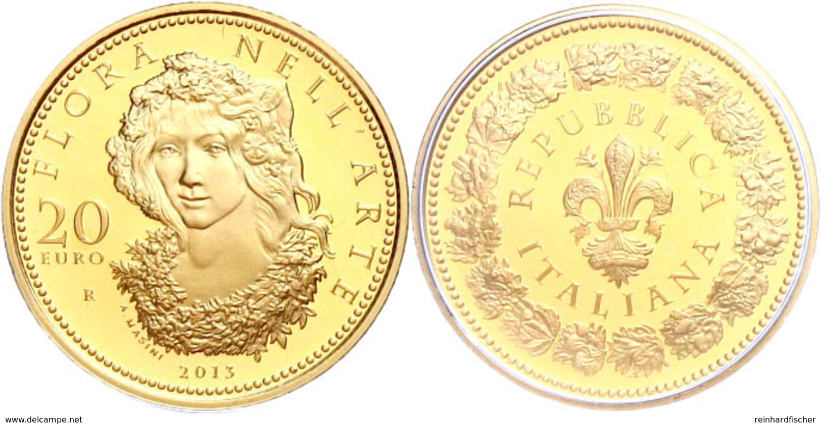 20 Euro, Gold, 2013, Flora In Der Italienischen Kunst-3. Ausgabe, 5,8 G Fein, KM 365, In Kapsel, In Ausgabeschatulle Des - Altri & Non Classificati