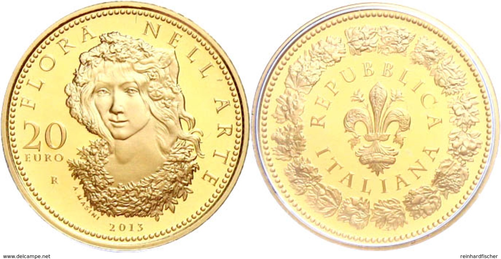 20 Euro, Gold, 2013, Flora In Der Italienischen Kunst-3. Ausgabe, 5,8 G Fein, KM 365, In Kapsel, In Ausgabeschatulle Des - Other & Unclassified