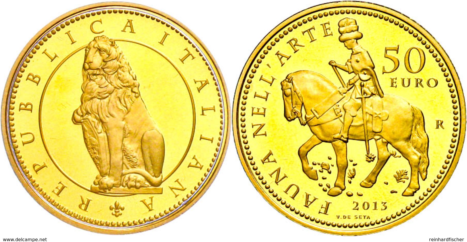 50 Euro, Gold, 2013, Fauna In Der Italienischen Kunst-3. Ausgabe, 14,51 G Fein, KM 366, In Kapsel, In Ausgabeschatulle D - Other & Unclassified