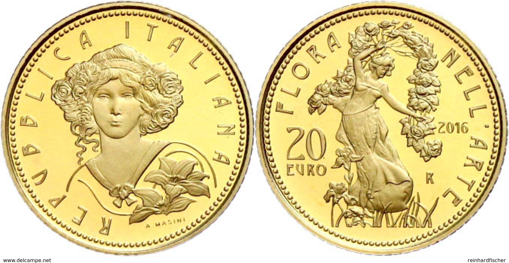20 Euro, Gold, 2016, Flora In Der Italienischen Kunst-6. Ausgabe-Jugendstil, 5,8 G Fein, KM 391, In Kapsel, In Ausgabesc - Other & Unclassified
