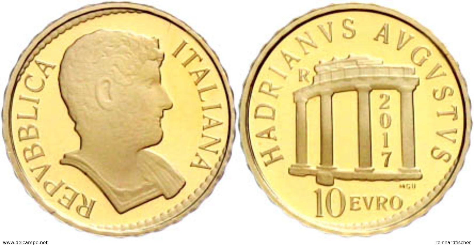 10 Euro, Gold, 2017, Römische Kaiser-1. Ausgabe, 2,7 G Fein, KM 403, In Kapsel, In Ausgabeschatulle Des Ministero Dell'  - Altri & Non Classificati