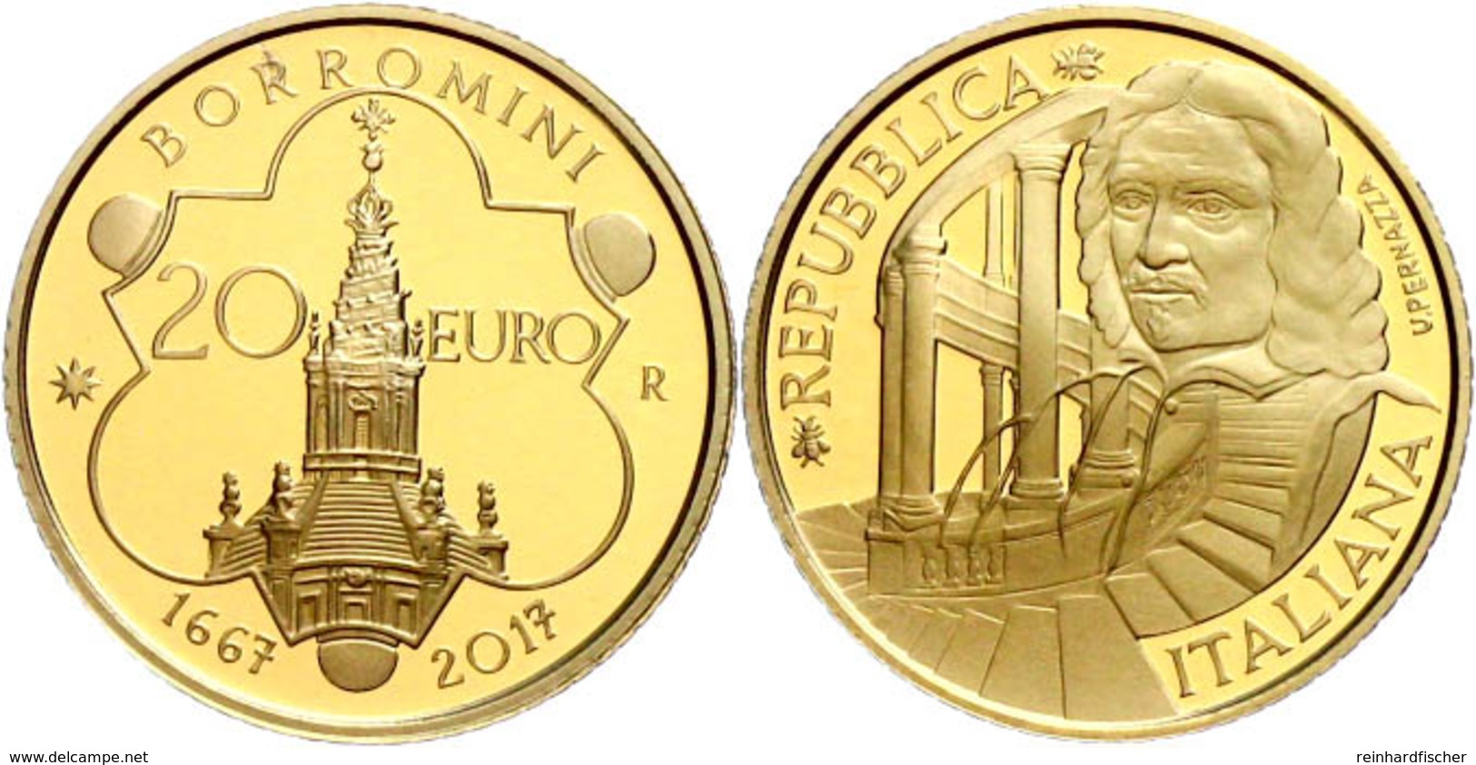 20 Euro, Gold, 2017, 350. Todestag Von Francesco Borromini, 5,8 G Fein, KM 404, In Kapsel, In Ausgabeschatulle Des Minis - Altri & Non Classificati