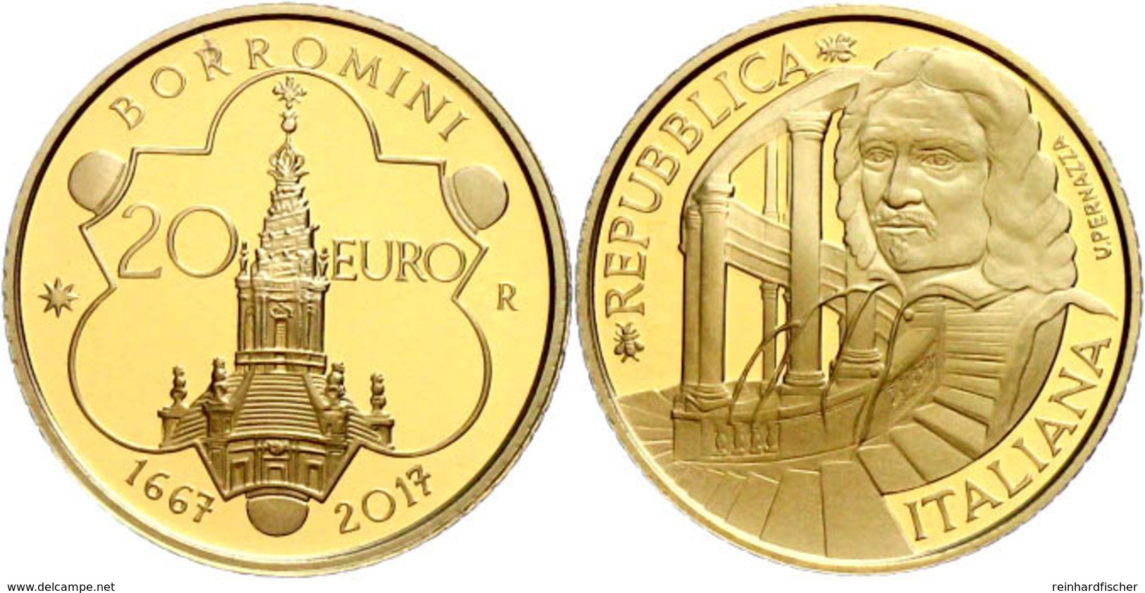20 Euro, Gold, 2017, 350. Todestag Von Francesco Borromini, 5,8 G Fein, KM 404, In Kapsel, In Ausgabeschatulle Des Minis - Other & Unclassified