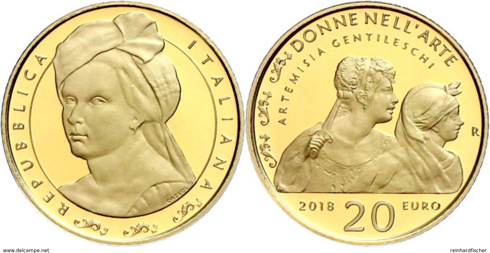 20 Euro, Gold, 2018, Italienische Künstlerinnen-1. Ausgabe, 5,8 G Fein, KM 417, In Kapsel, In Ausgabeschatulle Des Minis - Altri & Non Classificati