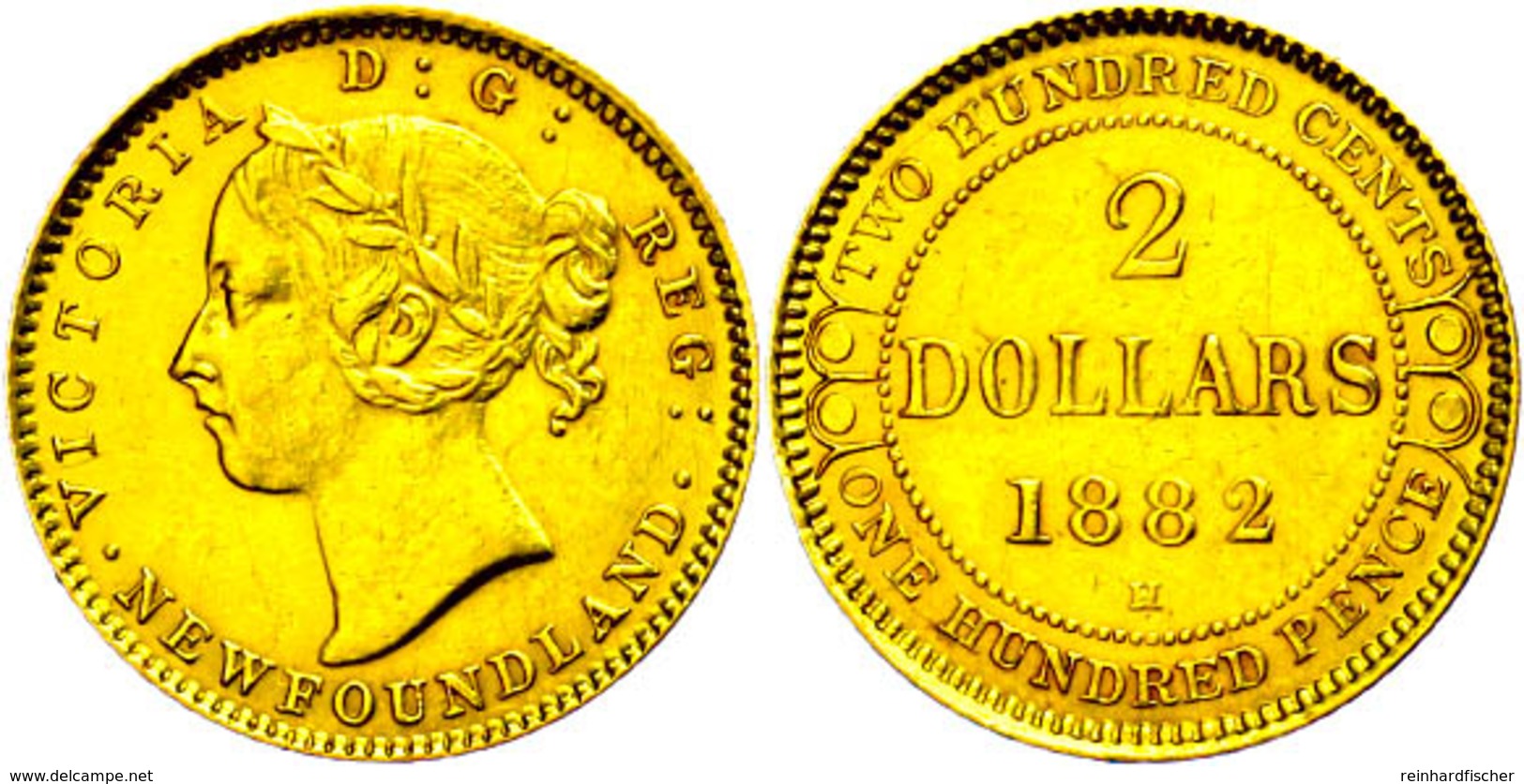 2 Dollars, Gold, 1882, Victoria, Newfoundland, Mzz H Heaton Mint, 3,04 G Fein, Fb. 1, Ss-vz.  Ss-vz - Canada