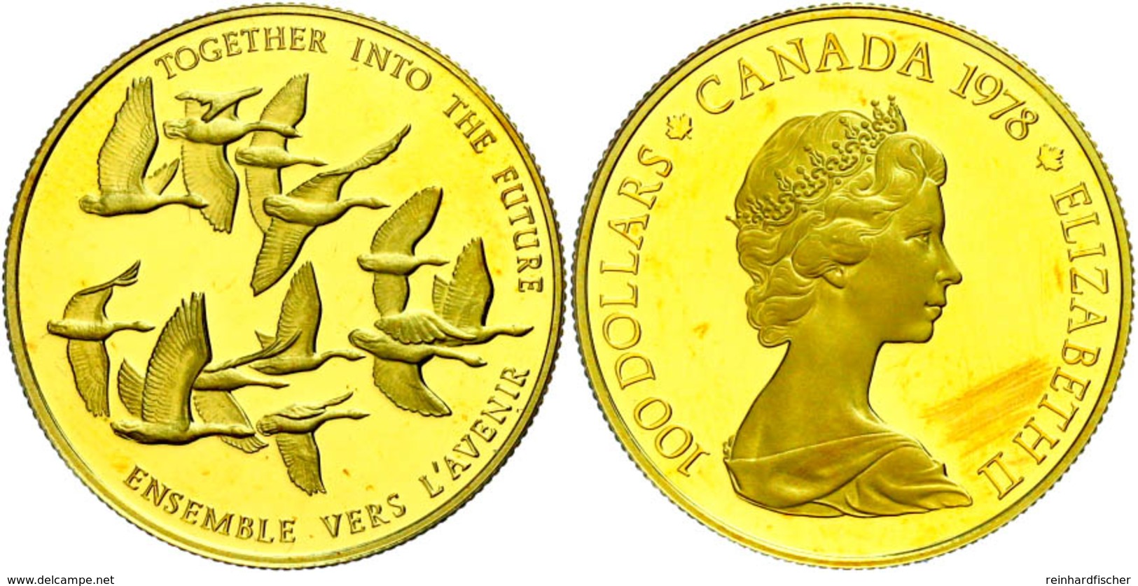 100 Dollars, Gold, 1978, Kanadagänse, Mit Zertifikat In Ausgabeschatulle, KM 122, Fb. 9, Fingerabdrücke, PP.  PP - Canada