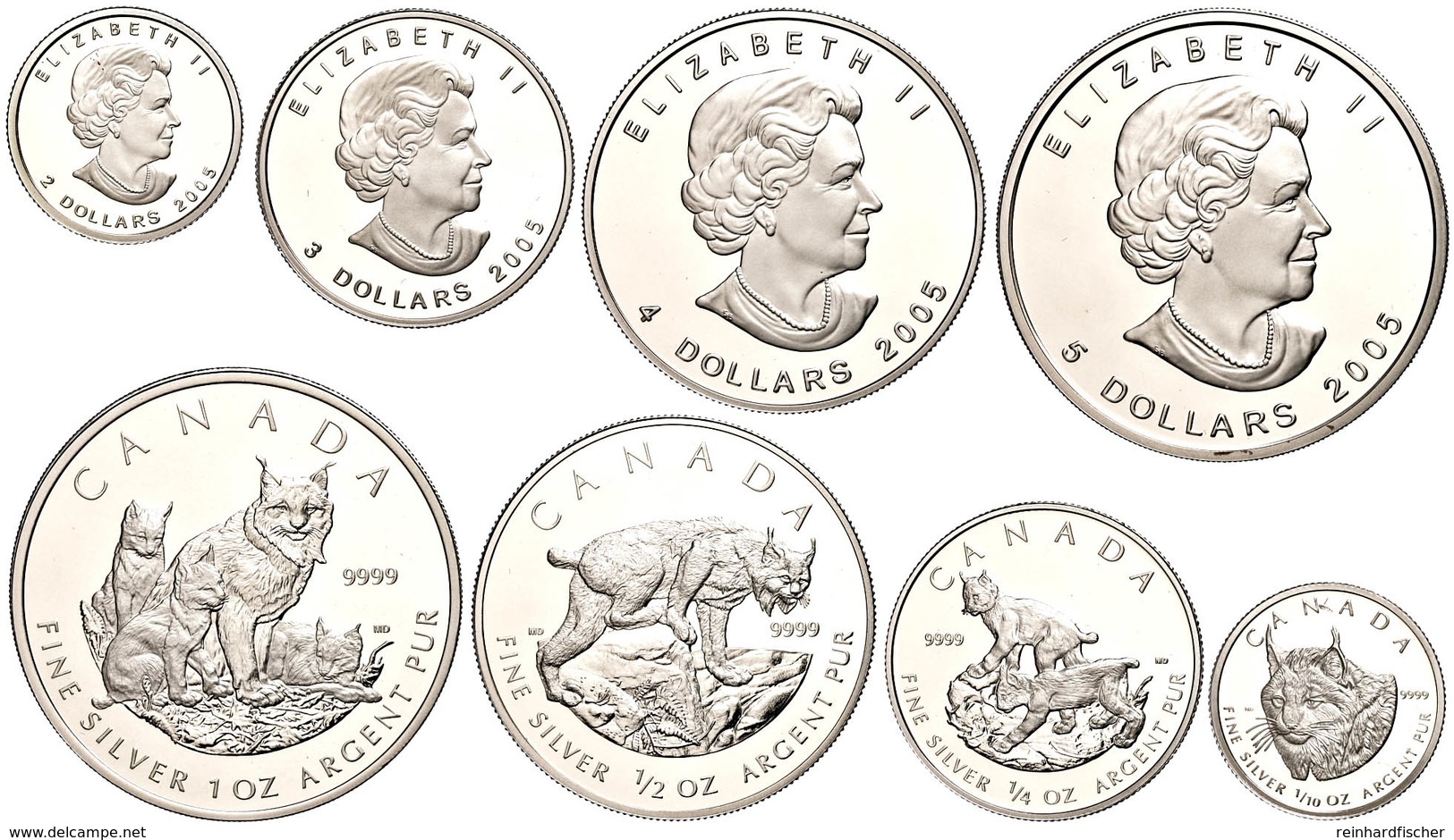 2005, Set 2 - 5 Dollars, Silberbarrenmünze - Kanadischer Lux, KM 571 - 574, Schön 640 - 643, In Kassette Mit OVP Und Zer - Canada