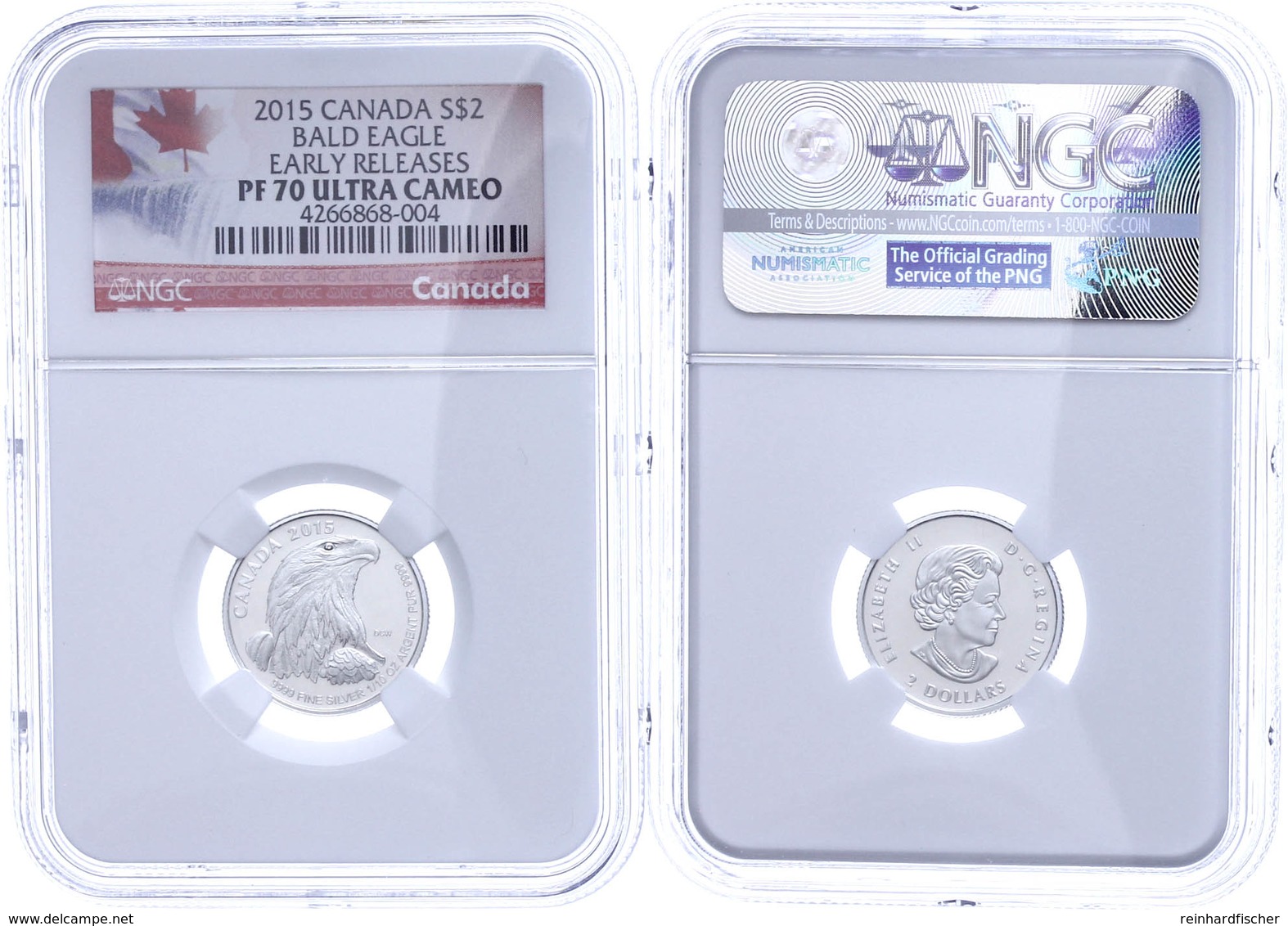 2 Dollars, 2015, Bald Eagle, In Slab Der NGC Mit Der Bewertung PF70 Ultra Cameo, Early Releases, Flag Label. - Canada