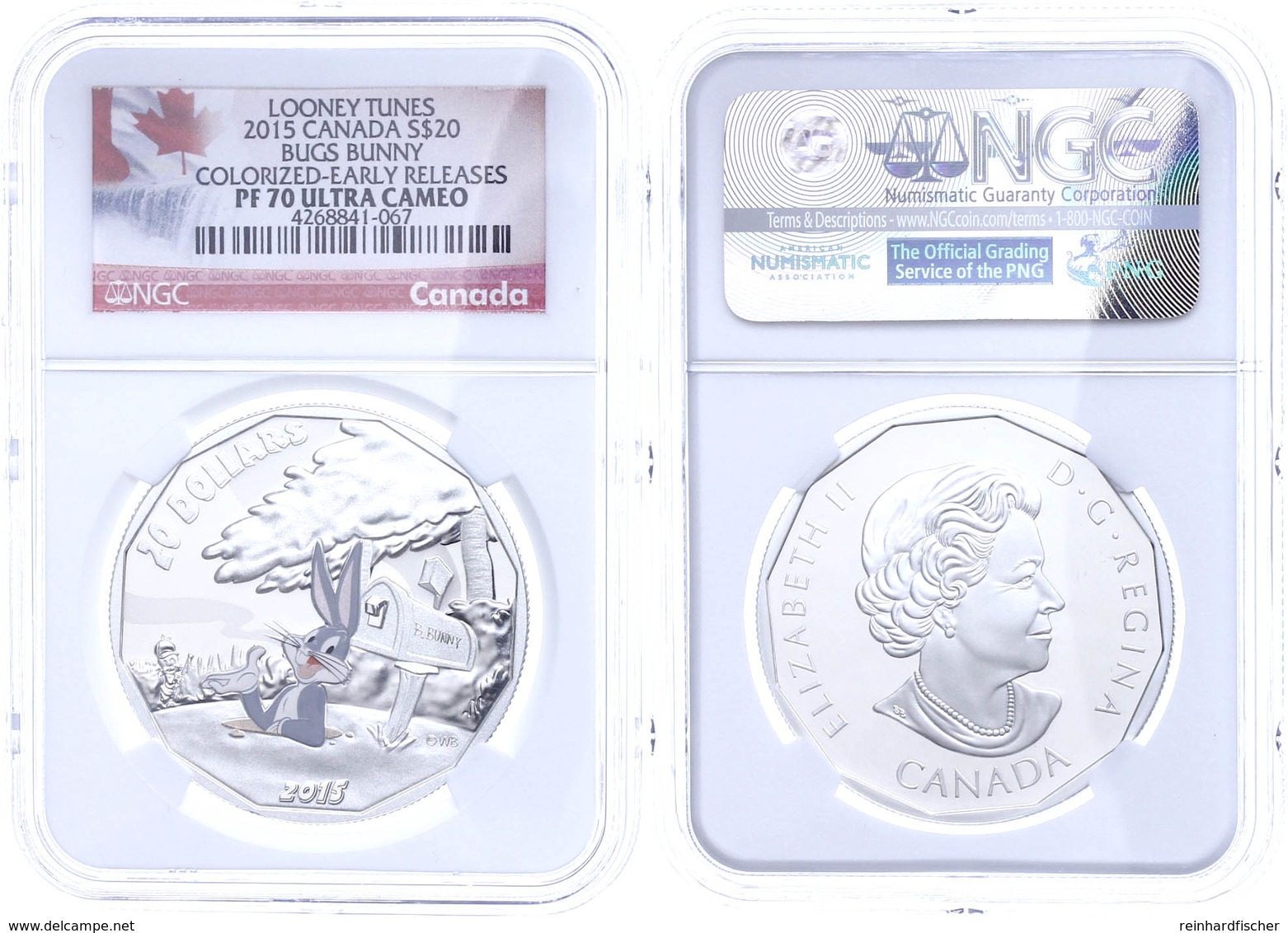 20 Dollars, 2015, Looney Tunes-Bugs Bunny, In Slab Der NGC Mit Der Bewertung PF 70 Ultra Cameo, Colorized Early Releases - Canada