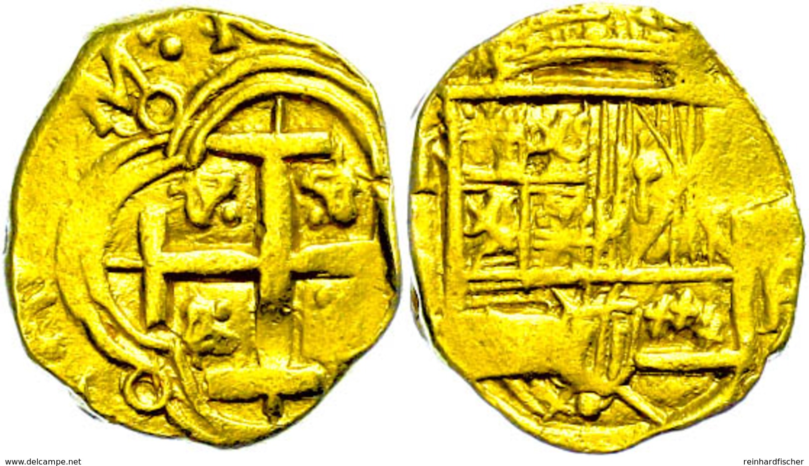 2 Escudos, Gold, O.J. (ca. 1660), Santa De De Nuevo Reino (Bogota), Ss. Mit Echtheitszertifikat Der Firma Numismática Ma - Colombia
