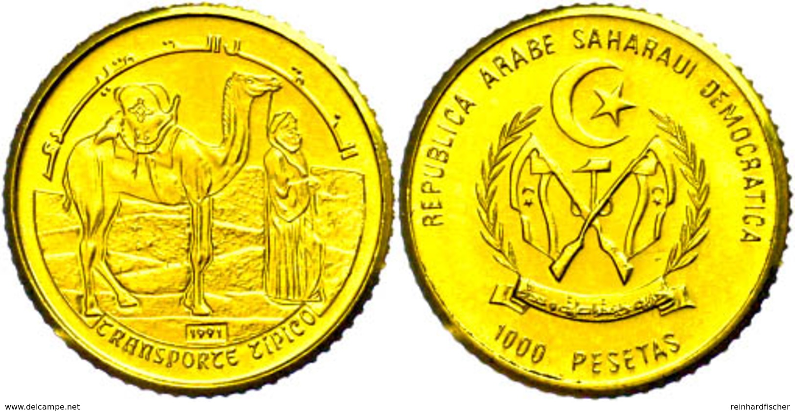 West Sahara, 1000 Pesetas, Gold, 1991, KM 6, Fb. 1, St. Auflage Nur 508 Stück!  St - Marocco (1956-...)