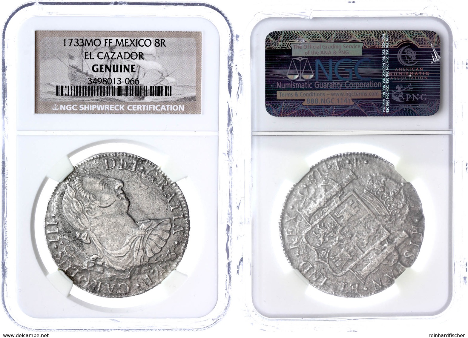 8 Reales, 1783?, MO FF, Karl III., In Slab Der NGC (aufgebrochen), S-ss. Aus Dem Schiffswrack Der El Cazador.  S-ss - Messico