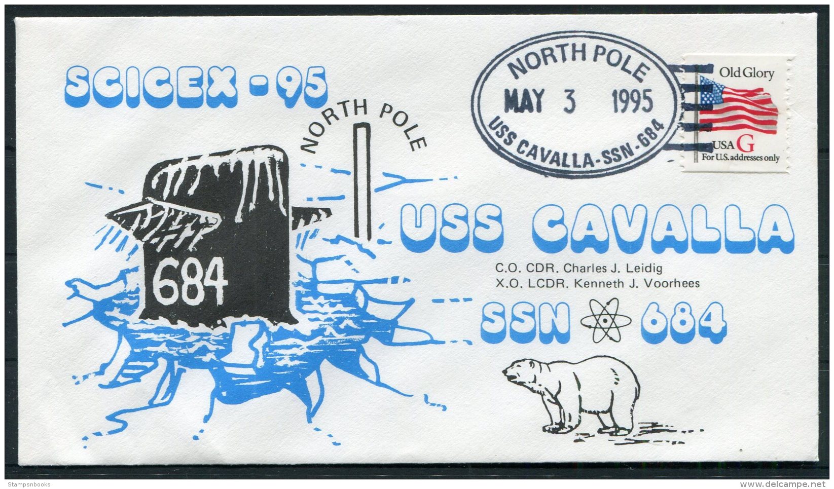 1995 USA North Pole USS Cavalla SCICEX 95 Polar Submarine Cover - Polar Ships & Icebreakers