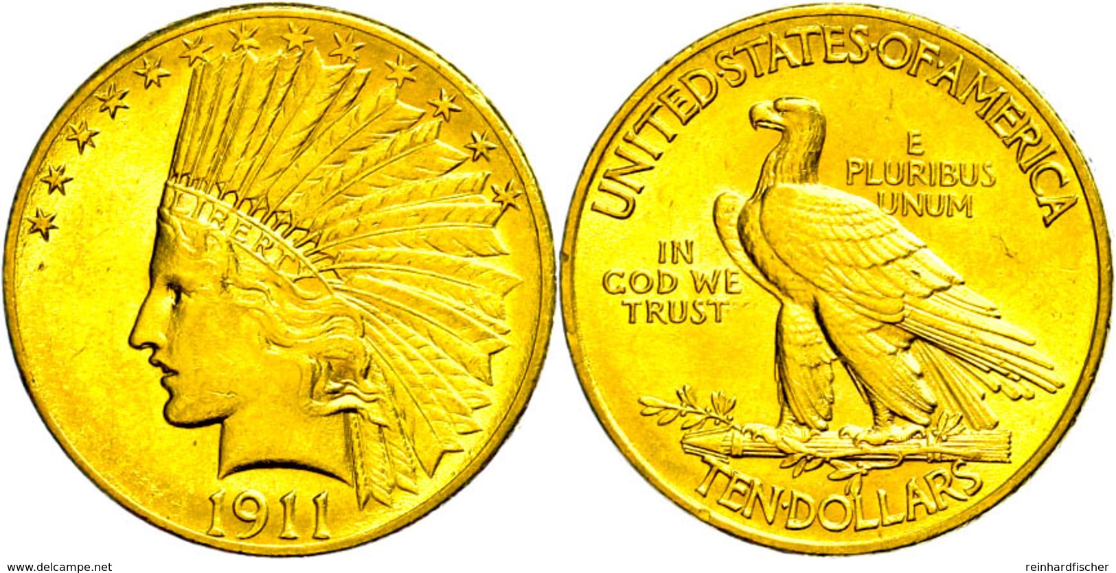 10 Dollars, Gold, 1911, Indian Head, Philadelphia, Fb. 166, Ss-vz.  Ss-vz - Other & Unclassified