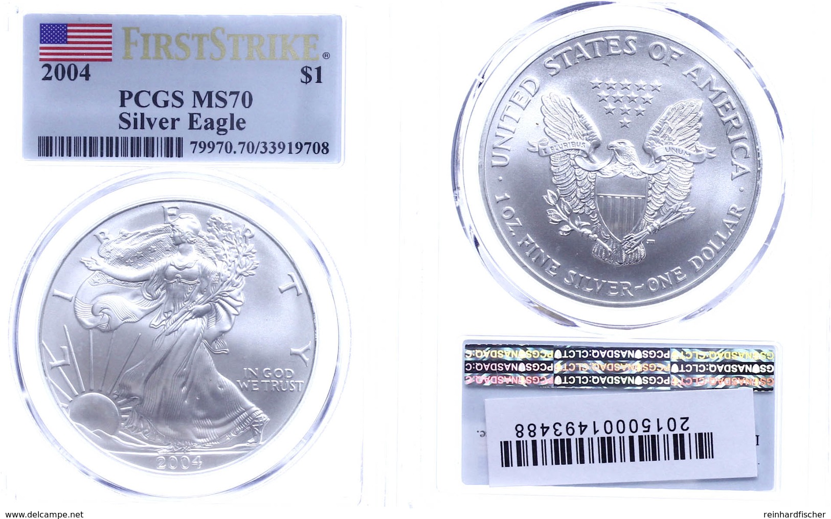 1 Dollar, 2004, In Slab Der PCGS Mit Der Bewertung MS70, First Strike, Flag Label. - Other & Unclassified