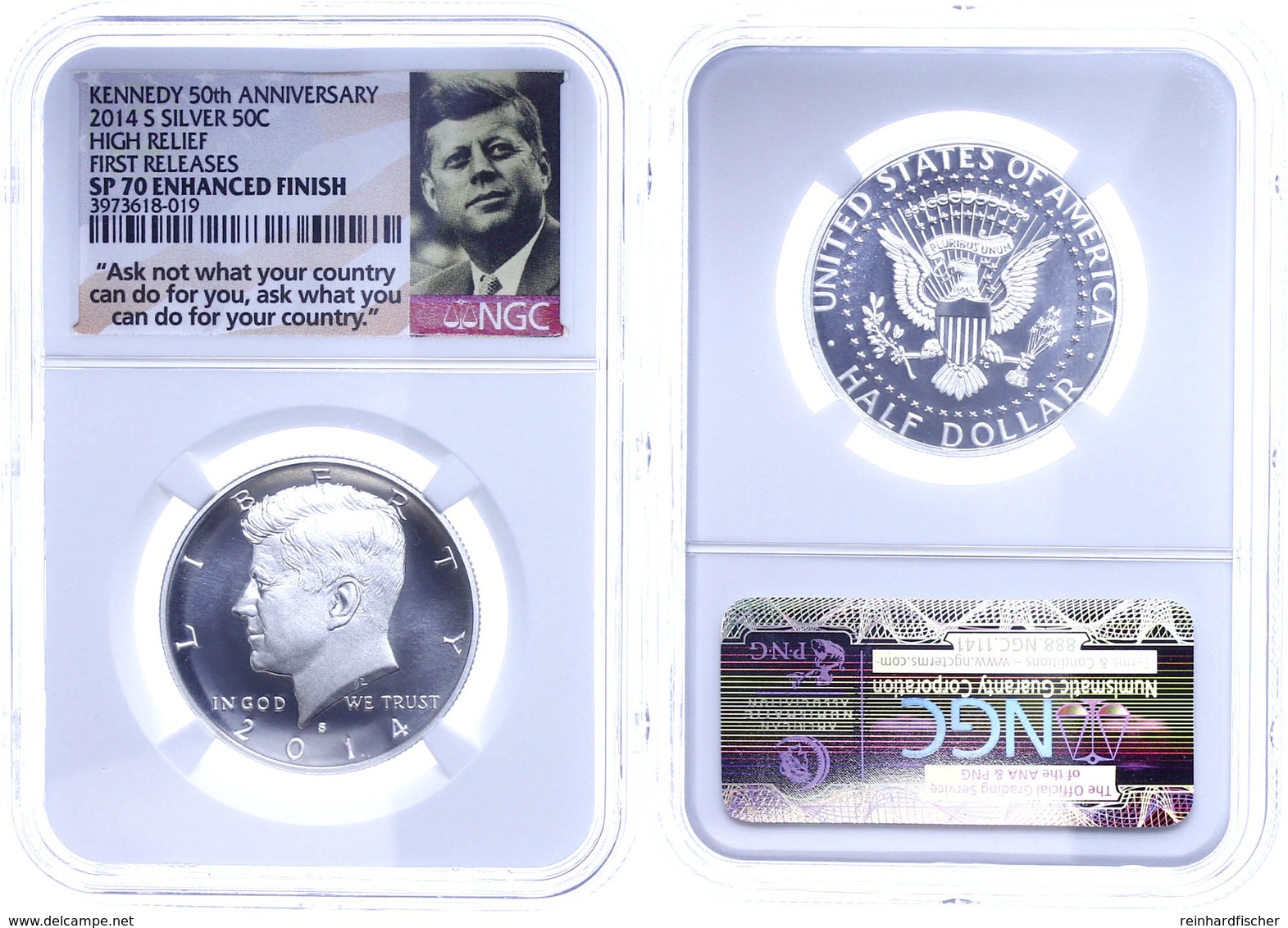 1/2 Dollar, 2014, S, Kennedy, In Slab Der NGC Mit Der Bewertung SP70, Enhanced Finish, High Relief, First Releases, Kenn - Other & Unclassified