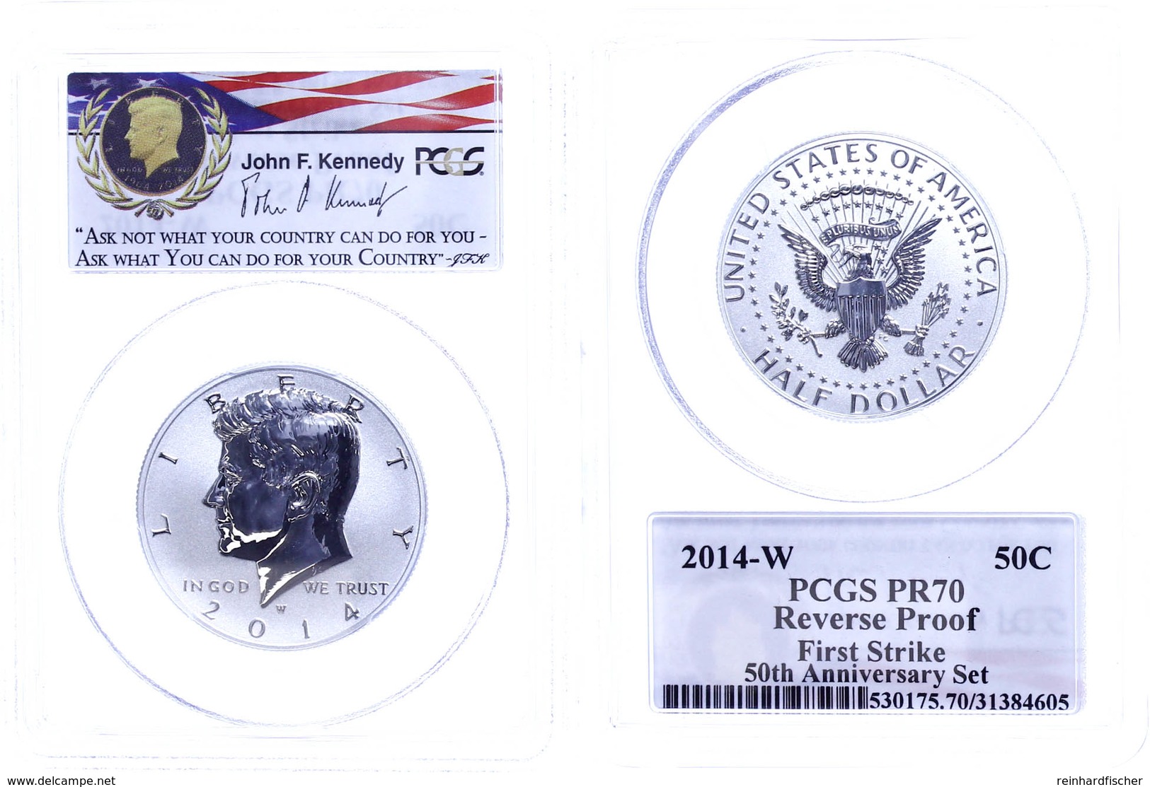 1/2 Dollar, 2014, W, Kennedy, In Slab Der PCGS Mit Der Bewertung PR70, Reverse Proof, First Strike. - Other & Unclassified