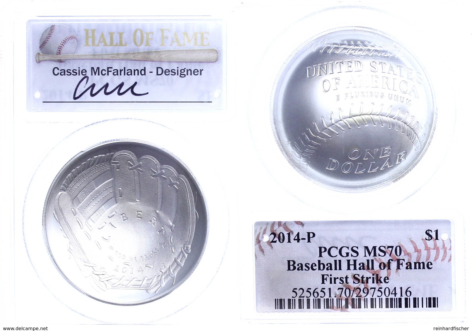 Dollar, 2014, P, Baseball Hall Of Fame, In Slab Der PCGS Mit Der Bewertung MS70, First Strike, Cassie McFarland Label. - Altri & Non Classificati