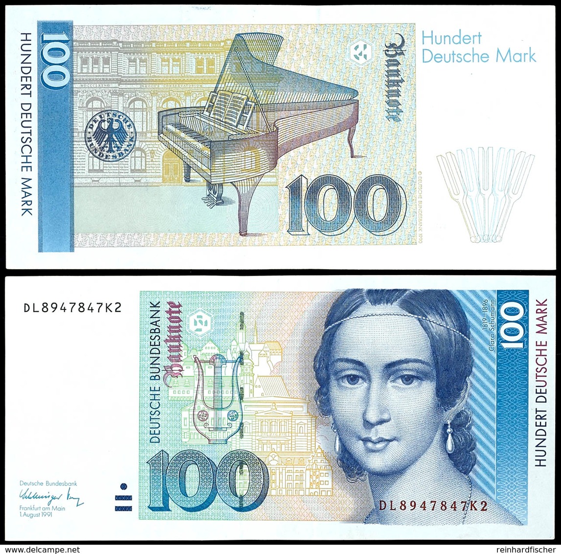 100 Deutsche Mark, Bundesbanknote, 1.8.1991, Serie DL8947847K2, Ro. 300 A, Erhaltung I., Katalog: Ro.300a I - Altri & Non Classificati