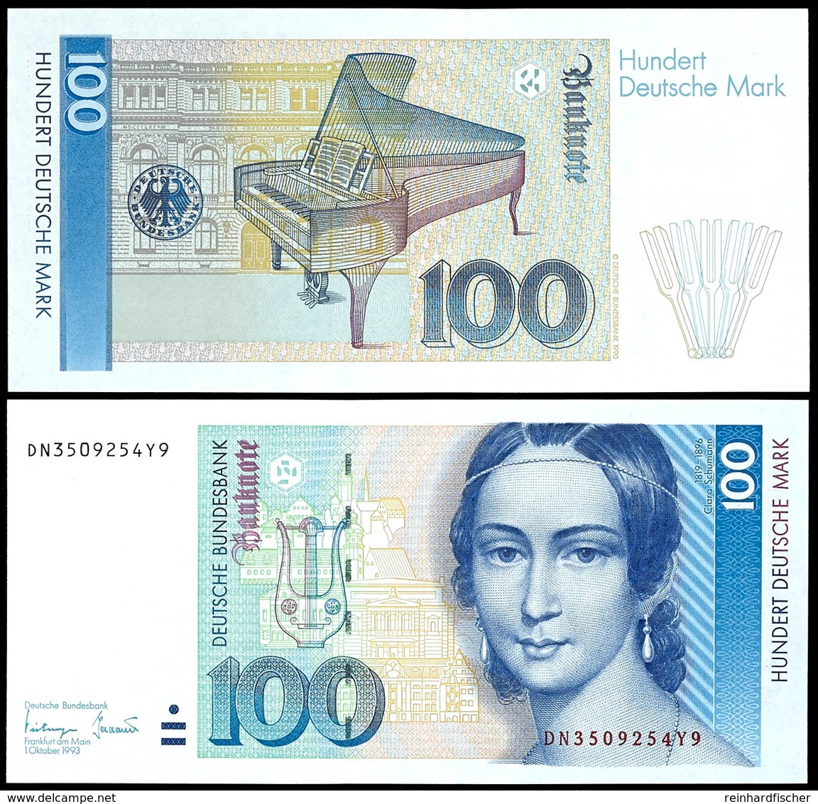 100 Deutsche Mark, Bundesbanknote, 1.10.1993, Serie DN3509254Y9, Ro. 306 A, Erhaltung I., Katalog: Ro.306a I - Sonstige & Ohne Zuordnung