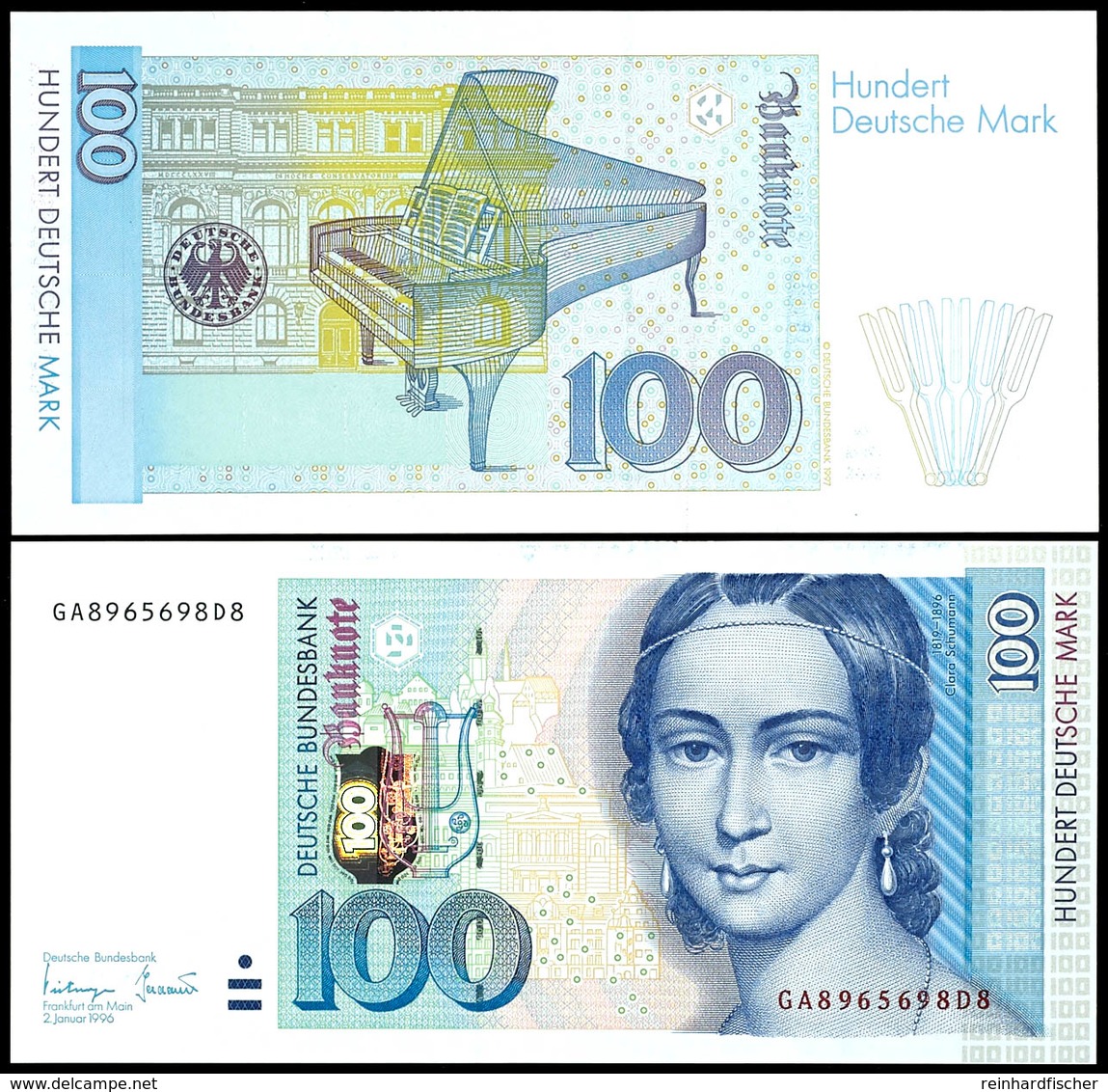 100 Deutsche Mark, Bundesbanknote, 2.1.1996, Serie GA8965698D8, Ro. 310 A, Erhaltung I., Katalog: Ro.310a I - Other & Unclassified