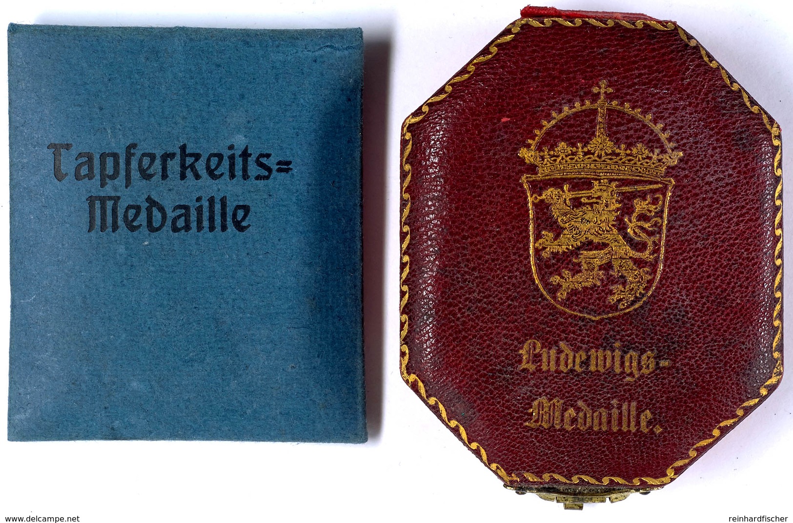 Hessen, Originaletui Ludwigs-Medaille Mit Band Und Originaltüte Tapferkeitsmedaille, Zustand II.  II - Other & Unclassified