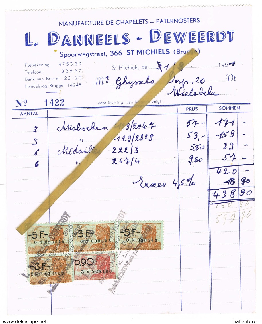 Sint-Michiels Brugge: 1951: Manufacture De Chapelets - Paternosters  L.Danneels-Deweerdt - 1950 - ...