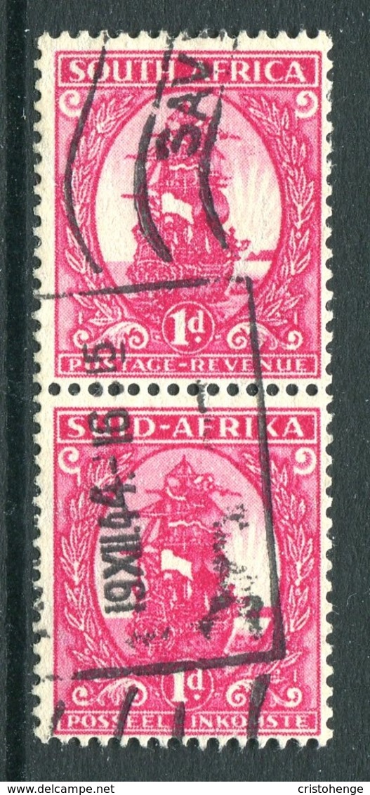 South Africa 1943 Coil Stamps - Redrawn - 1d Dromedaris Pair Used (SG 106) - Unused Stamps