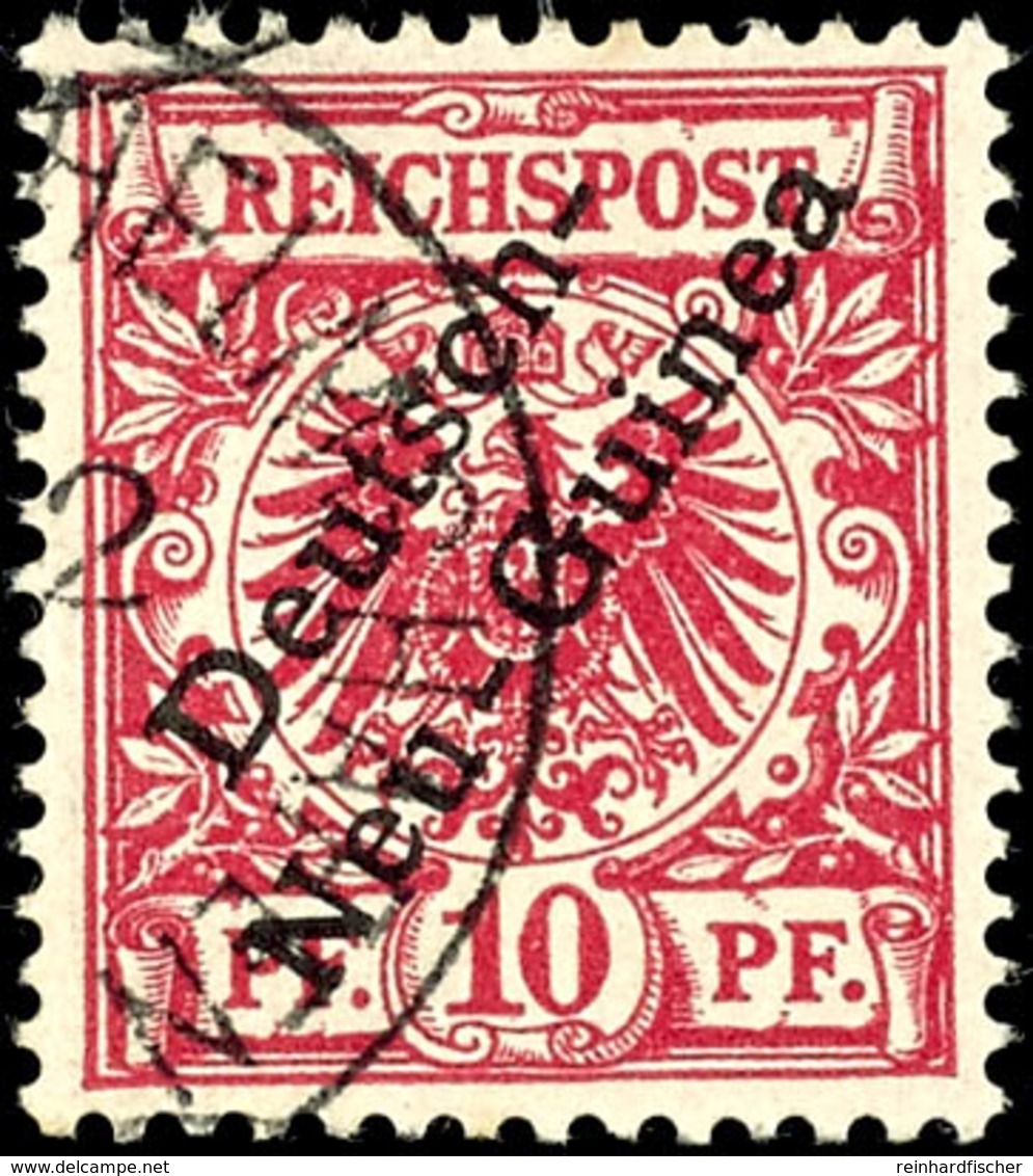 10 Pfg Lilarot, Gest., Gepr. Jäschke-L.BPP, Mi. 180.-, Katalog: 3b O - German New Guinea