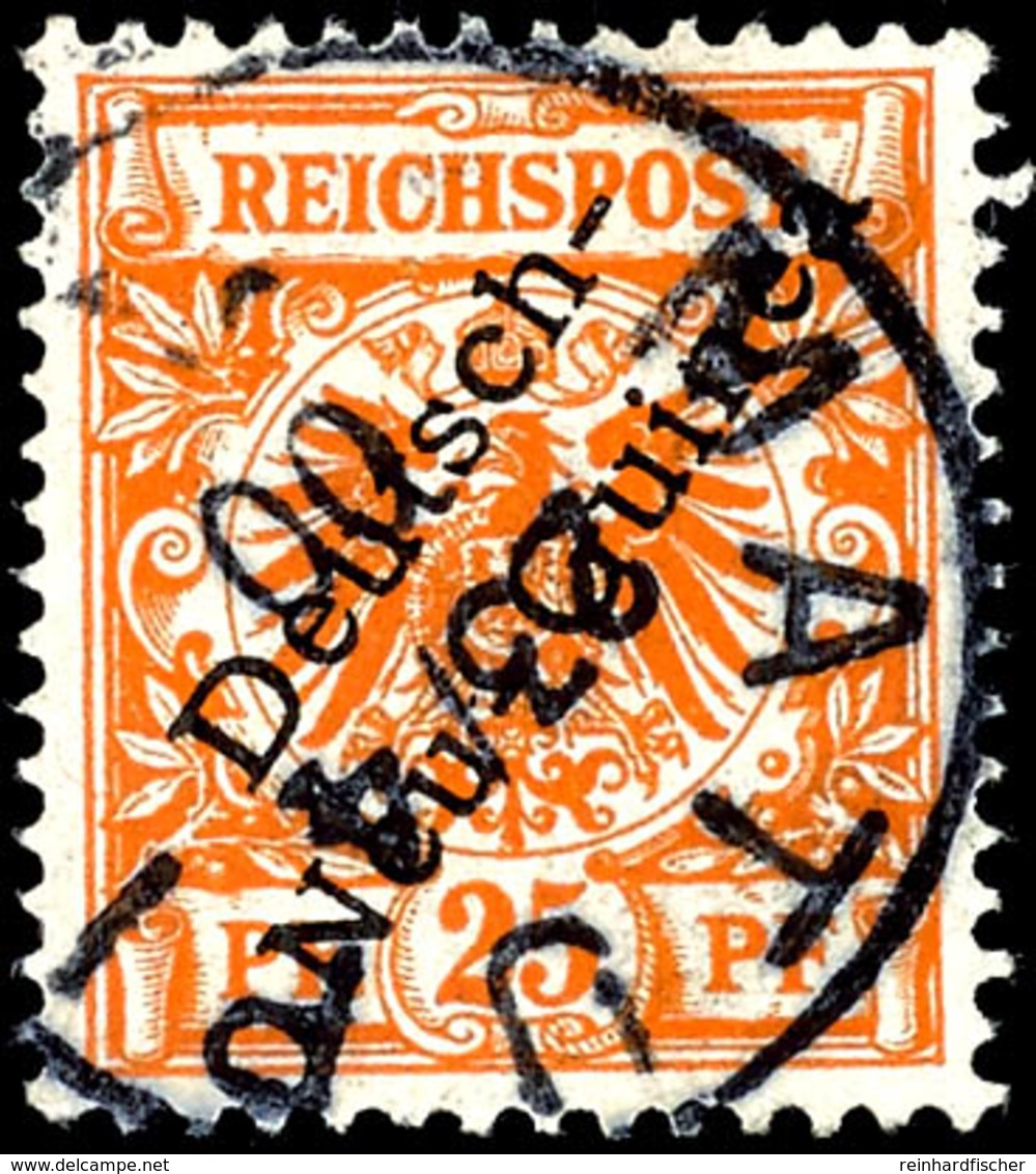 25 Pfg. Dunkelorange Mit Plattenfehler "I In REICHSPOST Oben Gespalten", Gestempelt "MATUPI 23/400", Tadellos, Fotobefun - German New Guinea