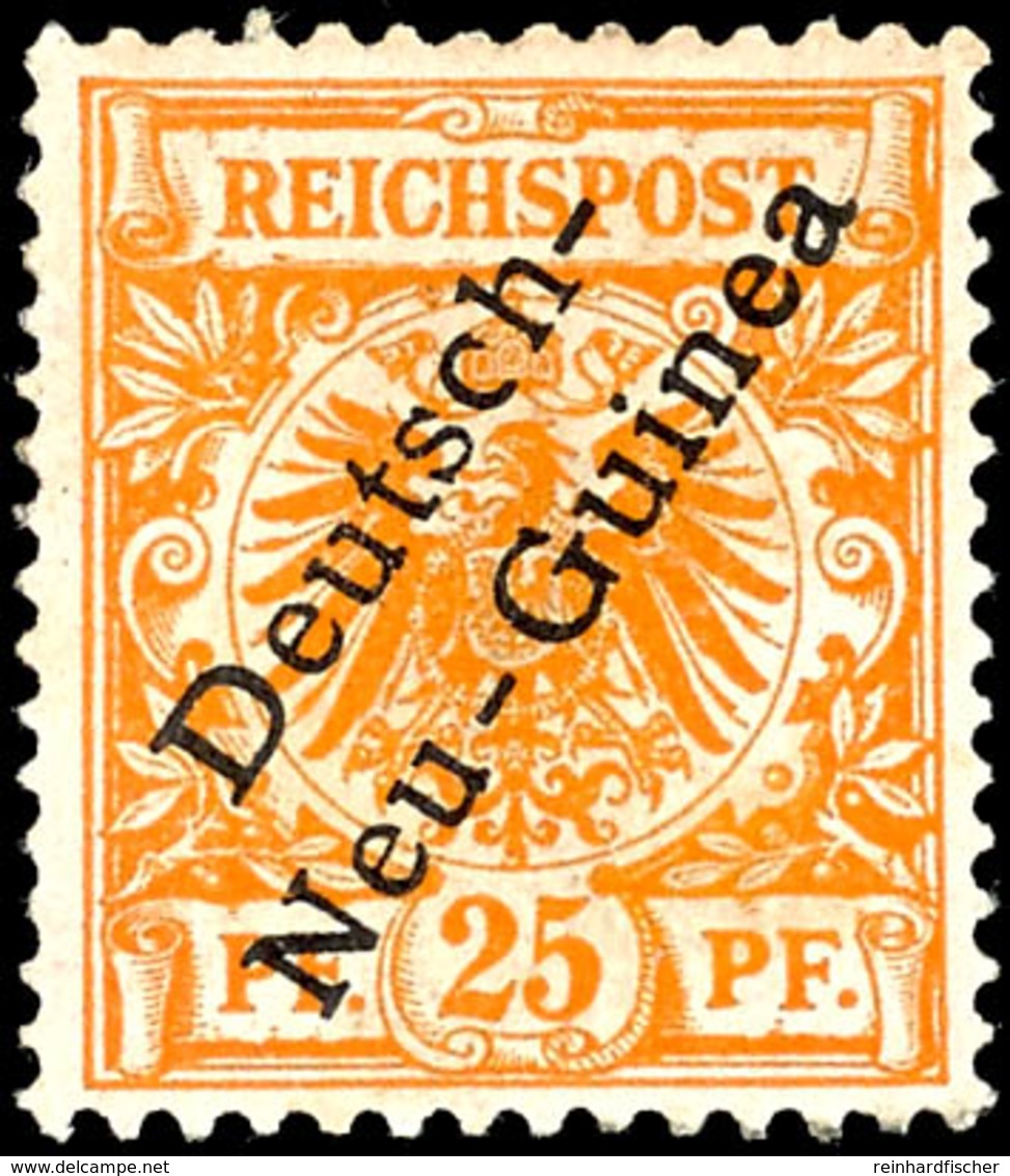 25 Pfg. Gelblichorange Mit Aufdruckfehler "c In Deutsch Verstümmelt", Ungebraucht, Mi. 130.-, Katalog: 5aXII * - German New Guinea